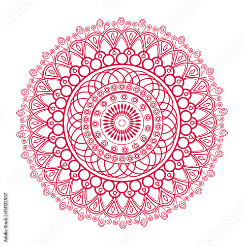 Fotomural Vector illustration of a red mandala, mandala vettoriale