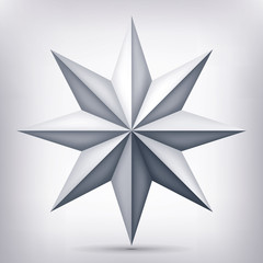 Poster - Volume eight-pointed  twisted star, 3d object, geometry shape, mesh version, abstract vector 