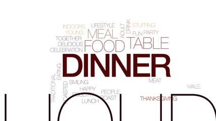 Poster - Dinner animated word cloud, text design animation. Kinetic typography.