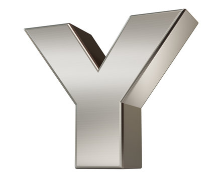 3d render. Metal alphabet symbol  Y.