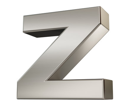 3d render. Metal alphabet symbol  Z.