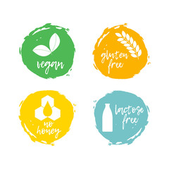 Set of food labels - allergens. Food intolerance symbols collection. Vector illustration