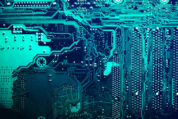 Fototapete - Motherboard digital chip. Circuit board. Electronic computer hardware technology.
