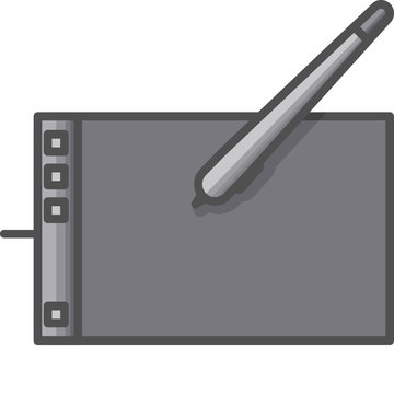 Simple artistic and hobby Vector Flat Icon. Graphic tablet for digital painting. Flat style icon. 48x48 Pixel Perfect.
