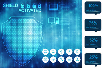 Poster - 2d illustration Security concept - shield 
