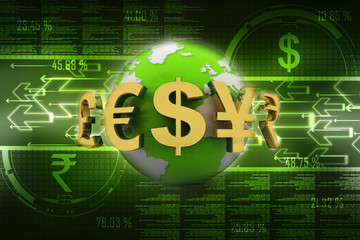 Poster - 3d rendering Global Currencies concept

