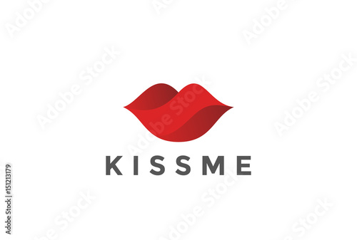 Photographie Red Lips Logo design vector template