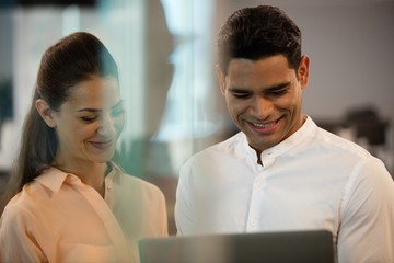 Wall Mural - Business people using laptop in office