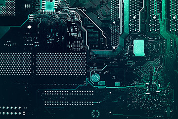 Fototapete - Motherboard digital chip. Circuit board. Electronic computer hardware technology.
