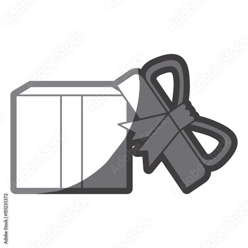 grayscale silhouette of opened gift box with decorative ribbon and