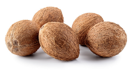 Wall Mural - Coconut. Group of nuts isolated on white background. Collection. Full depth of field.