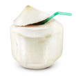 Coconut. Fresh young nut isolated on white background. Full depth of field. With clipping path.