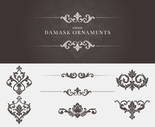 Set Of Damask Ornaments