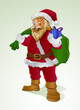 Santa Claus bringing a bag of gift. Vector mascot illustration.