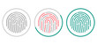 Fingerprint scanning icons isolated on white background. Biometric authorization symbol. Vector illustration.