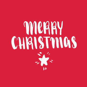 Wet brush watercolor lettering Merry Christmas.