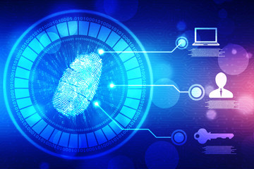 Wall Mural - Fingerprint Scanning Technology Concept. 2d Illustration