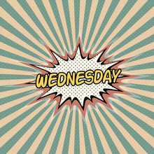 Wednesday Day Week, Comic Sound Effect, Pop Art Banner