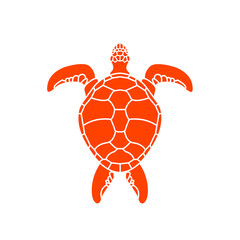 Cheloniidae. Turtle. Wildlife. Silhouette. Symbol, icon, logo. Vector illustration.