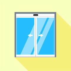 Poster - Double sliding glass doors icon, flat style