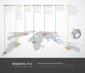 Wall Mural - Infographic: Light World map with pointer marks