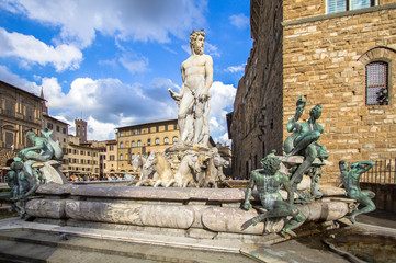 Wall Mural - Fountain of Neptune in Florence, Italy