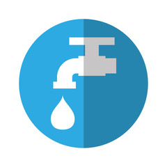 Canvas Print - water faucet with drop icon over blue circle background  vector illustration