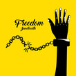 hand up with chain to celebrate freedom
