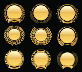 Wall Mural - Luxury Golden Badges Laurel Wreath Collection