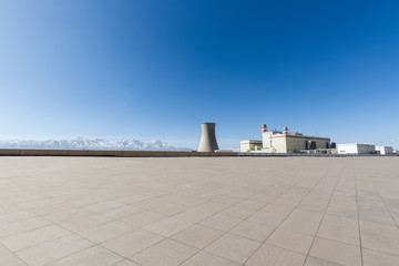 Wall Mural - power plant with empty brick floor