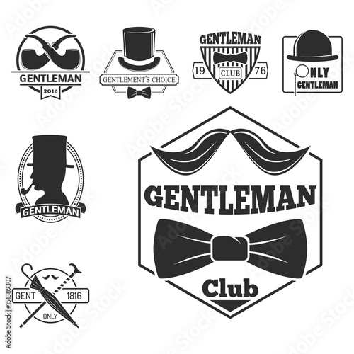 Vintage style design hipster gentleman vector illustration badge black silhou...
