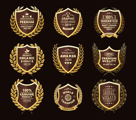 Wall Mural - luxury golden badges laurel wreath collection
