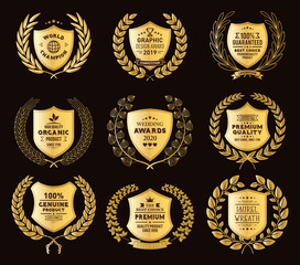 Wall Mural - luxury golden badges laurel wreath collection