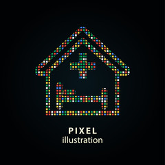 Sticker - Hospital - pixel illustration.