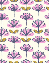 Foto zasłona seamless pattern with hand drawn flowers