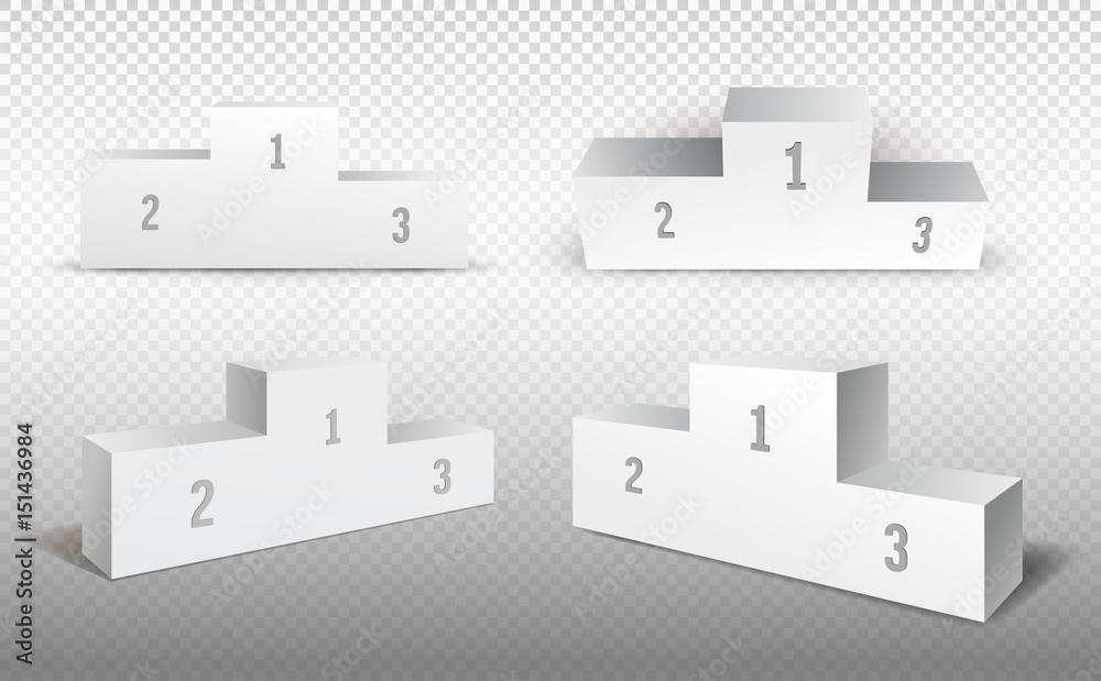 Empty winners podium with first, second and third place for award ...