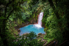 Celestial Blue Waterfall In Volcan Tenorio National Park Costa Rica