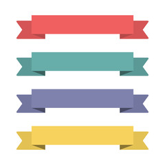 Sticker - Flat ribbons banners. Ribbons in flat design. Vector set of colorful ribbons