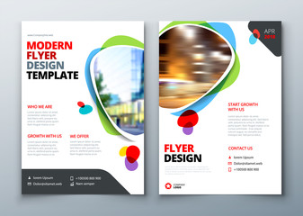 Wall Mural - Flyer template layout design. Business flyer, brochure, magazine or flier mockup in bright colors. Vector