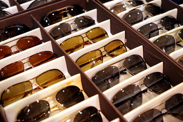 Canvas Print - Showcase with different sunglasses in shop