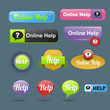 © creativeteam - Colorful website online help buttons design vector illustration glossy graphic label template banner.