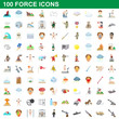 © juliars - 100 force icons set, cartoon style
