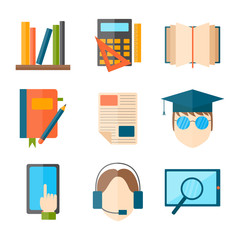 Wall Mural - Education and school vector illustration web icon set college training graduate symbols.