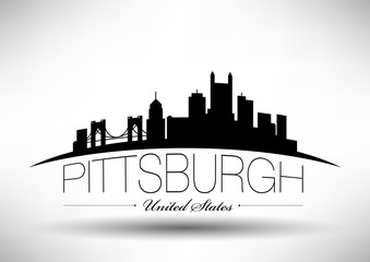 Sticker - Vector Graphic Design of Pittsburgh City Skyline