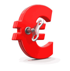 Poster - Euro Sign with winding key. Image with clipping path