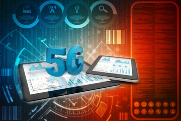 Poster - 3d rendering 5G Network 5G Connection with data
