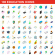 © juliars - 100 education icons set, isometric 3d style