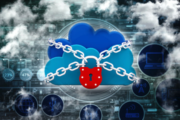 Poster - 3d rendering Cloud computing, security
