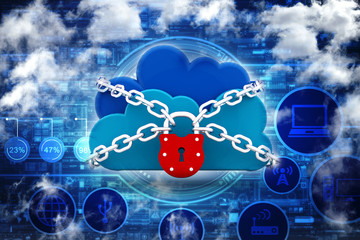 Poster - 3d rendering Cloud computing, security
