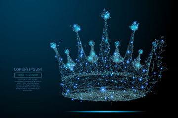 Poster - Abstract image of a crown in the form of a starry sky or space, consisting of points, lines, and shapes in the form of planets, stars and the universe. Crown vector wireframe concept.
